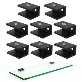 WANLIAN 8 Pcs Glass Shelf Brackets Aluminum Alloy Glass Clamp Wall-Mounted Glass Shelf Holder Matte Black (3/8 Inch)