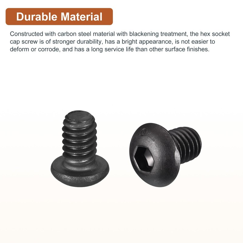 DTGN 20pcs #6-32x3/8" Button Head Socket Cap Screw Machine Carbon