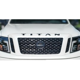 Advanced Trims VINYL: GLOSS BLACK Letters Nissan Titan Hood Grill 2016 - 2019