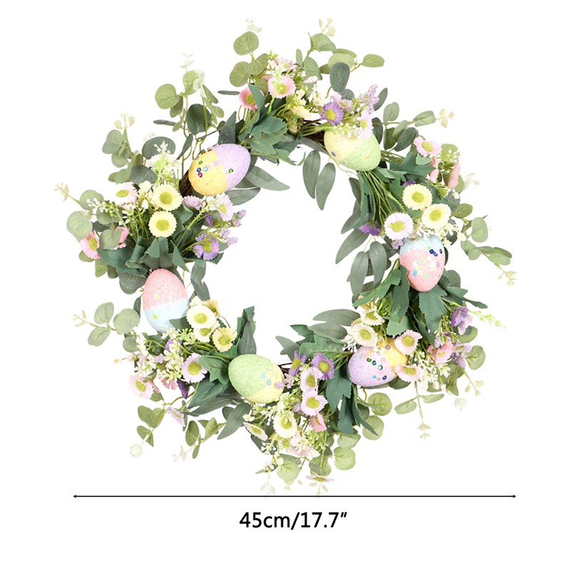 Easter Wreath Easter Eggs Daisy Garland Simulation Plants Door Hanger