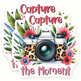 Camera Magnets - Capture The Moment - Floral Camera - 2 Pack - 5" Wide Design - Sticks to Fridges, Lockers, Toolboxes & More - Made in USA - AQM2245
