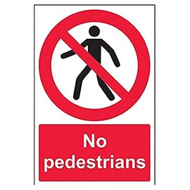 V Safety No Pedestrians Prohibition Sign - 200mm x 300mm - 1mm Rigid Plastic
