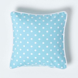 Homescapes Polka Dot Cushion Cover for Decorative Cushions, Light Blue, 30 x 30 cm, Decorative Cushion Cover with Polka Dots Pattern, 100% Cotton with Zip