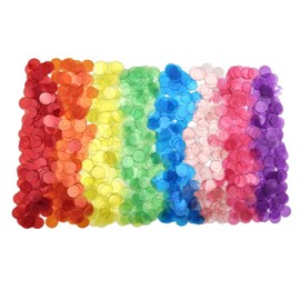 SUTIMSHE 1000 Pcs of 3/4 inch Transparent 8 Color Bingo Counting Chips Plastic Markers for Bingo Games, Math Counters,Classroom,Fun Family Game Night, Large Group Games