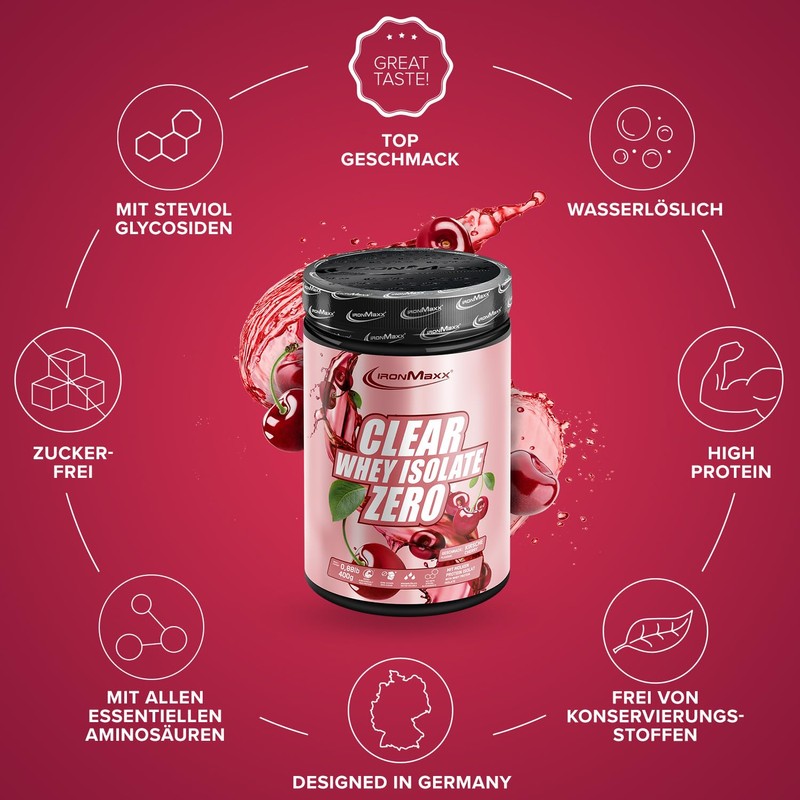 IronMaxx Clear Whey Isolate Zero - Kirsche 400g Dose |