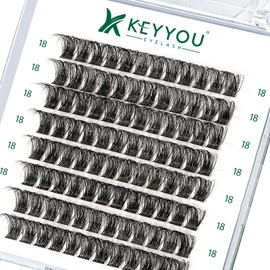 Lash Clusters,96 Pcs Cluster Lashes D Curl 18mm DIY Lash Extensions Eyelash Clusters,KEYYOU Volume Wispy Individual Lashes Soft&Comfortable Easy DIY at Home(Y11,D-18mm)