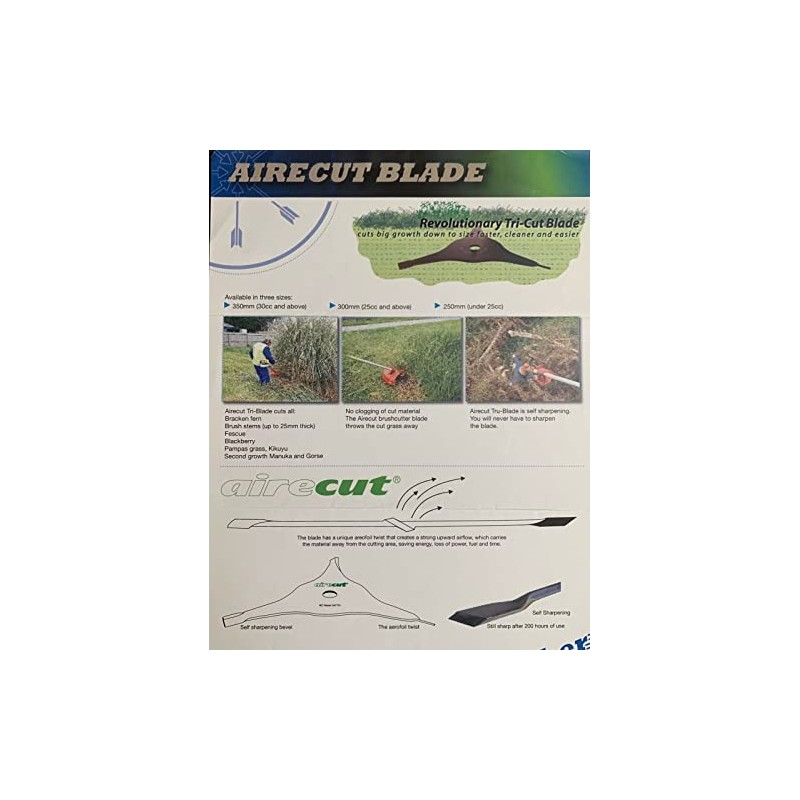 Airecut 300 12" Tri-Blade Brush Cutter 12 inch Brushcutter Blade