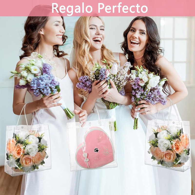 100PCS Bolsas de Regalo de PVC Transparente con Asas, Bolsas
