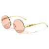 Dweebzilla Jaguar Rimless Round Metal Frame Luxury Sunglasses (Gold Frame,