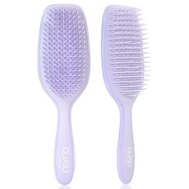DUAIU Detangle Hair Brush Women Men, Paddle Brush with Exclusive Ultra-soft bending Bristles and Body, Hair Comb Glide Through Tangles with Ease, Curl Hairbrush for All Types-Curly Straight Wet Dry
