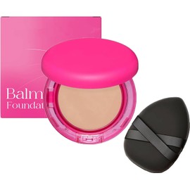 Peptide Bounce Balm Foundation with Brush, Medium Buildable Coverage Powder Make Up for Mature Skin, Natural Age Defying Powder for Older Women, Foundation Full Coverage for All Skin Types(Natural)