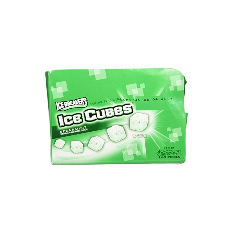 Ice Breakers Ice Cubes Spearmint Gum Bottle Pack- 4 ct