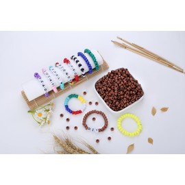 Sahoottie Brown Pony Beads Set 9 mm Brown Hair Beads for Braids Bracelets Necklace Friendship Beads for Threading Pack of 500