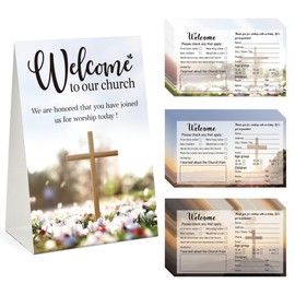 YHNTGB 151Pcs Church Visitor Cards Set Welcome Prayer Request Cardstock with Tent Sign for Greeting Religious Occasions
