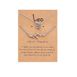 2Pcs 12 Constellation Zodiac Sign Layered Choker Necklaces Letter Astrology Horoscope with Message Card for Women Jewelry-Silver Virgo