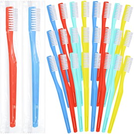 CHENGU 200 Pack Individually Wrapped Disposable Toothbrush Bulk Single Use Toothbrush Travel Toothbrushes Disposable Soft Bristle Adult Toothbrush Manual Tooth Brush for Women Men Hotels (Multicolor)