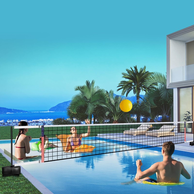 Portable Pool Volleyball Net System -4th of July Celebration Adjustable