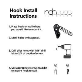 RCH Hardware HK-IR8390-40 Iron Wall Hook, 1.6 Inch, Black