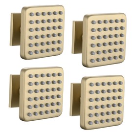 LOCALAND Solid Brass Square Body Spray Jets for Shower, High Pressure Wall Mount Massage Spray, Upgrade Spa Jets, 4PCS, Brushed Gold