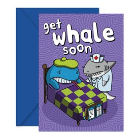 Coddies - Funny Get Well Soon Card - Fish Pun Greeting Card for Men & Women - 'Get Whale Soon' - Fishing Humour for Dad, Husband or Son