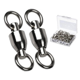 AMYSPORTS Barrel Ball Bearing Swivel Saltwater Stainless Rolling Fishing Swivel Steel High Strength Fishing Swivels Connector Solid Welded Rings Black Nickel 25pcs 31lbs