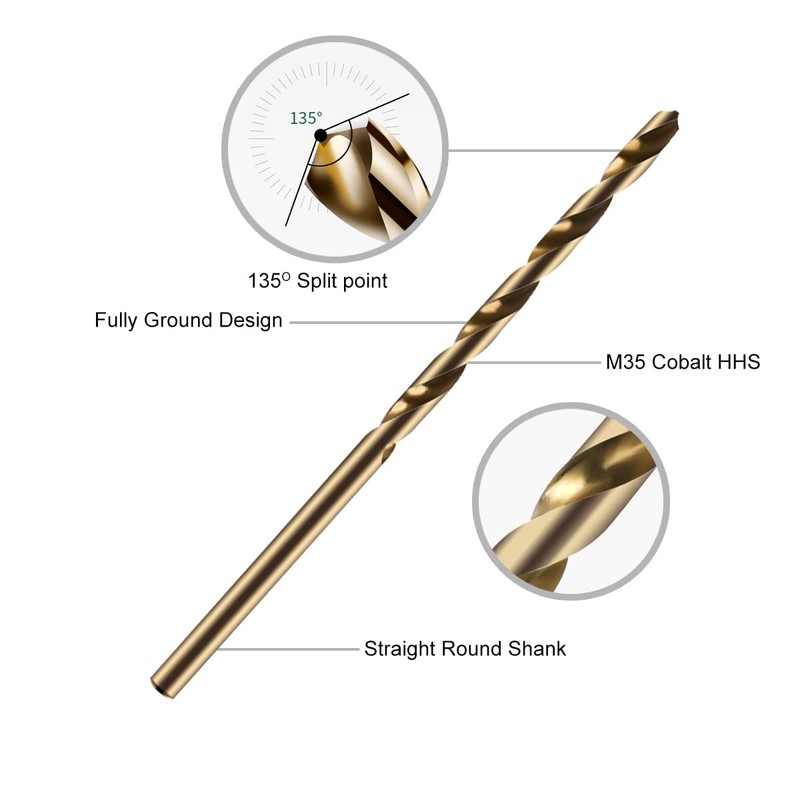 3/32" Inch Cobalt Drill Bits - 13 Pack of M35