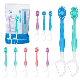 12 Stück Einweg-Zahnbürsten mit Zahnpasta, 5 in 1 VorgebundenLieferung mit Zahnseide, Zungenschaber, Frischer Atem, Zahnstocher, Mini-Zahnbürste Gemischte Aromen