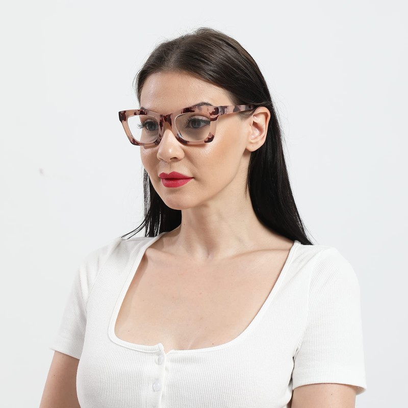 MMOWW 3-Pack Rechteckige Lesebrillen Für Frauen, übergroße, Quadratische Rahmen, Anti-Blaulicht-Brille