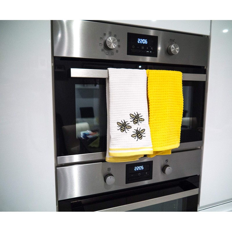 Lex's Linens Embroidered Waffle & Toweling 2 Pack Tea Towel