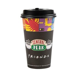 16 oz. FRIENDS Central Perk Disposable Paper Coffee Cups with Lids - 12 Count
