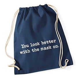 Hippowarehouse You look better with the mask on. Drawstring Cotton School Gym Bag 37cm x 46cm, 12 litres