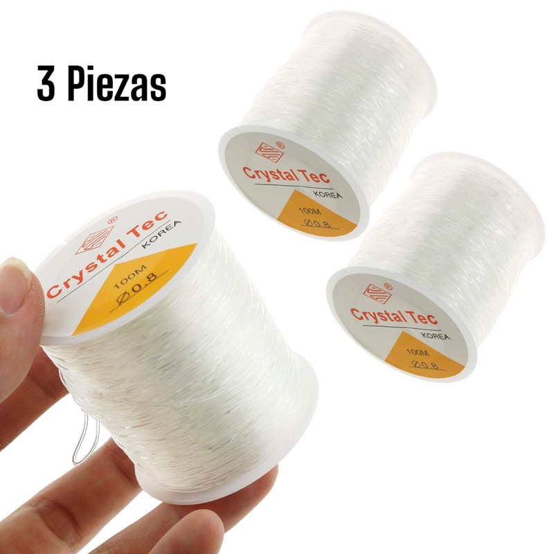 INOVIS 3 Hilos Elastico Transparente para Pulseras Bisuteria Manualidades Cordon