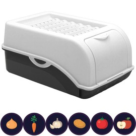 ARTECSIS Potato Storage Box White I for approx. 2 kg Potatoes I Vegetable Box Potato Box with Lid + 6 Stickers with Vegetables
