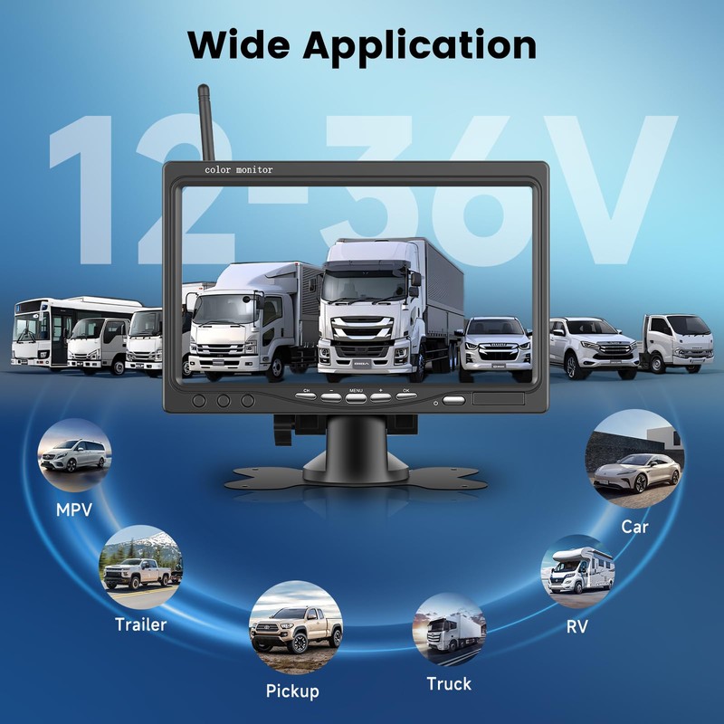 Hodozzy Wireless Backup Camera System Kit, 7" HD Rear View