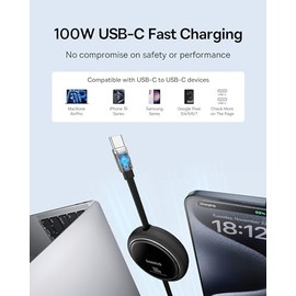 Baseus Cable USB C a USB C, cable de carga rápida retráctil USB C 5A de 100 W, cable de carga rápida USB tipo C de 4 etapas de longitud preestablecida