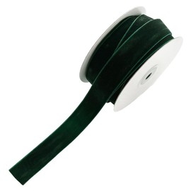CABODYALS 2 Roll 20M 1 Inch Dark Green Velvet Ribbon Soft Single Sided Ribbon Vintage Soild Fabric Ribbons Bundle Rolls with Spool for Gift Wrapping Christmas Wedding Invitions Cakes Decor DIY