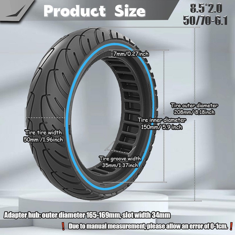 Felixstory 8.5x2.0 Solid Tire, 50/75-6.1 8 1/2x2 Replacement Tire, 8.5