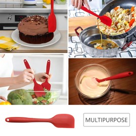 ICSTM Silicone Spatula,Spatulas Silicone Heat Resistant 450°F, Small & Large Spatulas for Kitchen Use,Rubber Spatula for Nonstick Cookware (2Pack, Red)