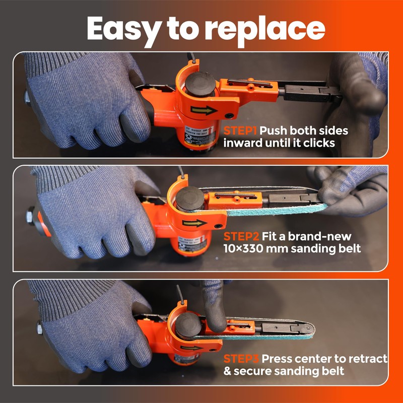 ABRAPRO 3/8"x 13" Air Belt Sander with 20Pcs Zirconia 40/60/80/120