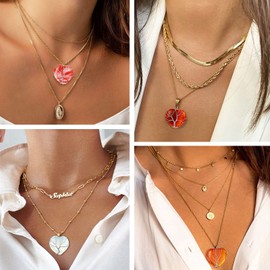 Bestyle Tree of Life Heart Crystal Necklaces December Birthstone Pendant for Women Grils, Synthetic Blue Turquoise Gemstones Healing Crystal Necklaces,Love Statement Jewelry Birthday Gifts