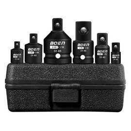 BOEN 8 Piece Impact Socket Adapter and Reducer Set, 1/4" 3/8" 1/2" 3/4" Drive Socket Adapter Set with Durable Case for Impact Driver Conversions Tool Hardware:_BOEN-6P