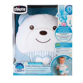 Chicco Cuddly Meditation Bear Cuddly Toy, Soft Electronic Plush Teddy Bear for Children, Soft Filling, 20 Minutes Relaxing and Meditative Music, Soft Light, 0 Months +, Light Blue