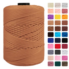 CAMAL Polypropylene Cord 3mm 185 Yards Colorful Polyester Yarn Handmade Knitting Thread Macrame Cord 3mm for Crochet Bags, DIY Crafts, Plant Hangers, Making Macrame Project(Milk Coffee)