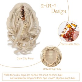 Xgvzs1Pcs Claw Clip Short Ponytail Hair Extensions Hair Extensions for Girls Date Accessories Bedroom Party (Light blonde)