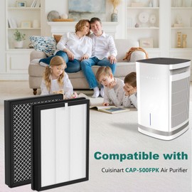 4 Pack CAP-500FPK Replacement Filters Compatible with Cuisinart CAP-500 Air Purifier, H13 True HEPA Filter