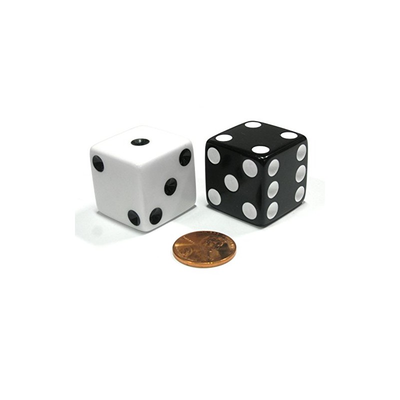 Set of 2 Inverse D6 25mm Large Opaque Jumbo Dice