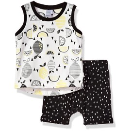 Petit Lem Boys' Lemon Baby 2pc Set Tank Top & Short Knit, Multicolor, 6 Months