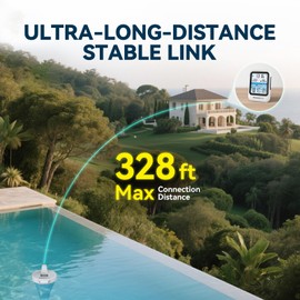 Pool Thermometer Floating Easy Read, Digital IPX8 Swimming Pool Thermometer Wireless, Water Temperature Gauge with Indoor Temperature, Floating Thermostat for Hot Tub/Fish Tank, Grayish White