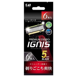 Kai Corporation Premium DISPO IGNIS Disposable Razor 5 Blades (Pack of 6) Razor T-Shave