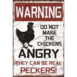 Vintage Chicken Coop Signs Warning Do Not Make The Chickens Angry Metal Tin Sign Retro Funny Outdoor Metal Chicken Signs Chicken Decor Gifts For Home Living Room Office 8x12 Inch